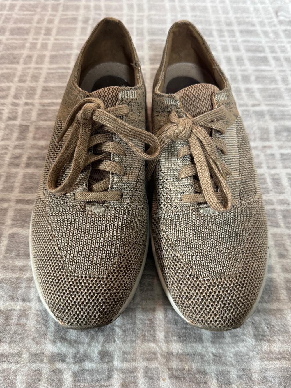 Easy Spirit Comfort Knit Lace-Up Women's Sneakers in Taupe